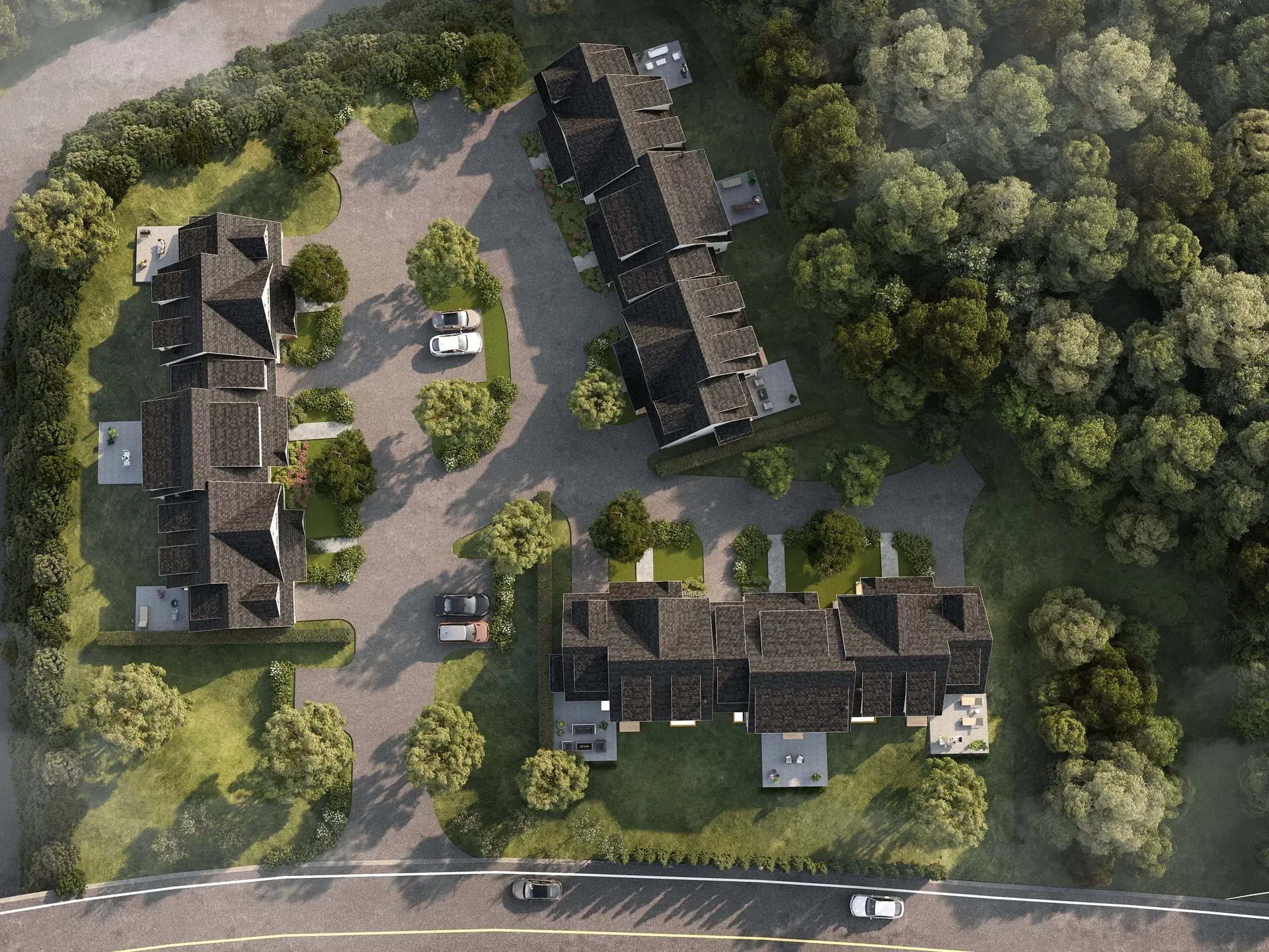 Aerial site rendering of The Landing at Stowe